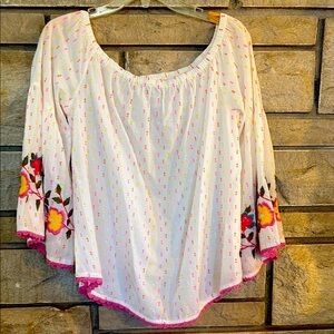 Floral Embroidered Women's Off-the-shoulder Top